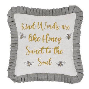 Embroidered Bee Honey Pillow 18x18 VHC Brands - The Fox Decor